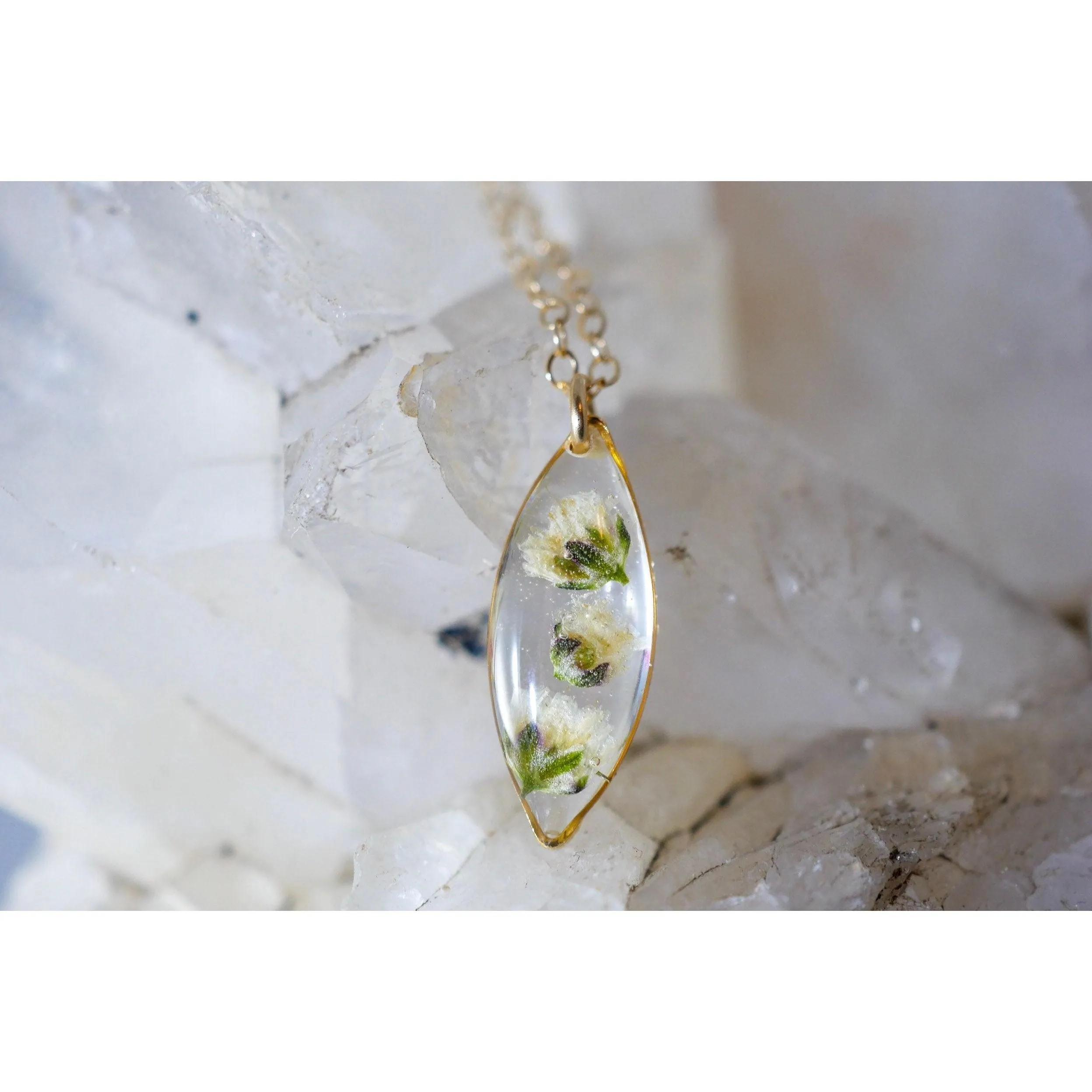 Tiny Baby's Breath Marquise necklace