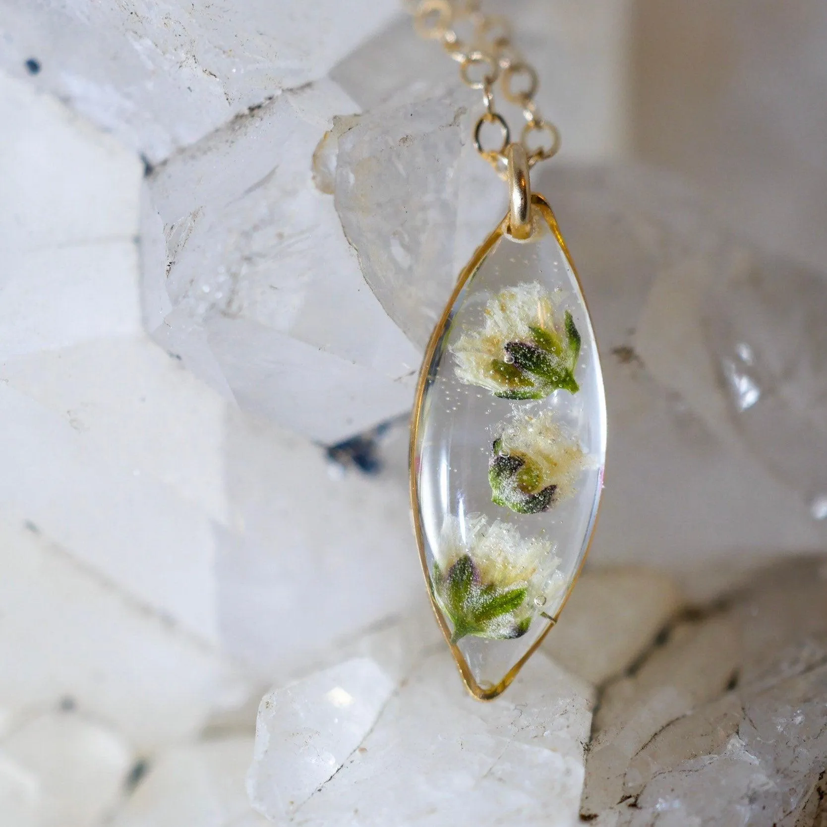 Tiny Baby's Breath Marquise necklace