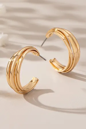 Triple Twist Interlock Hoop Earrings