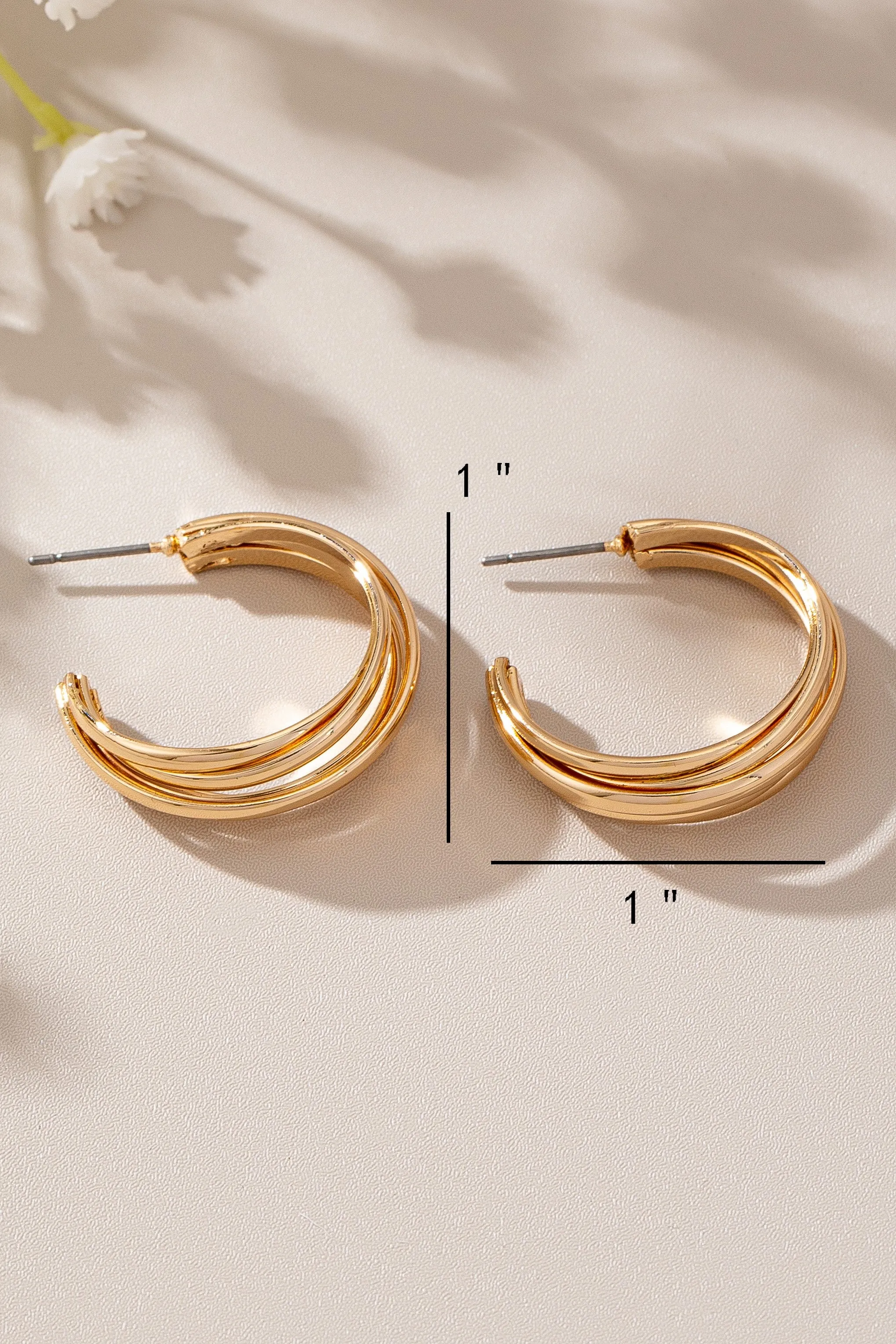 Triple Twist Interlock Hoop Earrings
