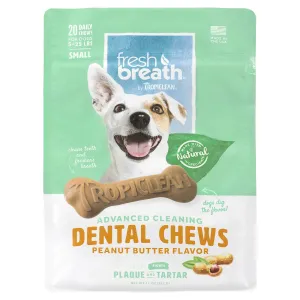 TropiClean Fresh Breath Dental Chew Peanut Butter Flavor Dog Treats, 20-count, Small