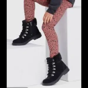 UGG zip boot black suede &amp; metallic patent leather