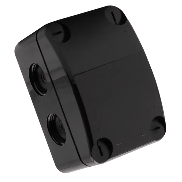 Unicrimp QOE5553BLKF 85mmx85mmx52mm IP66 Weatherproof Enclosure with Semi-Transparent Lid & Furnished with 4x3 Way Lever Connectors - Black
