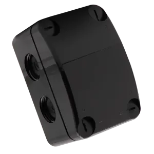Unicrimp QOE5553BLKF 85mmx85mmx52mm IP66 Weatherproof Enclosure with Semi-Transparent Lid & Furnished with 4x3 Way Lever Connectors - Black