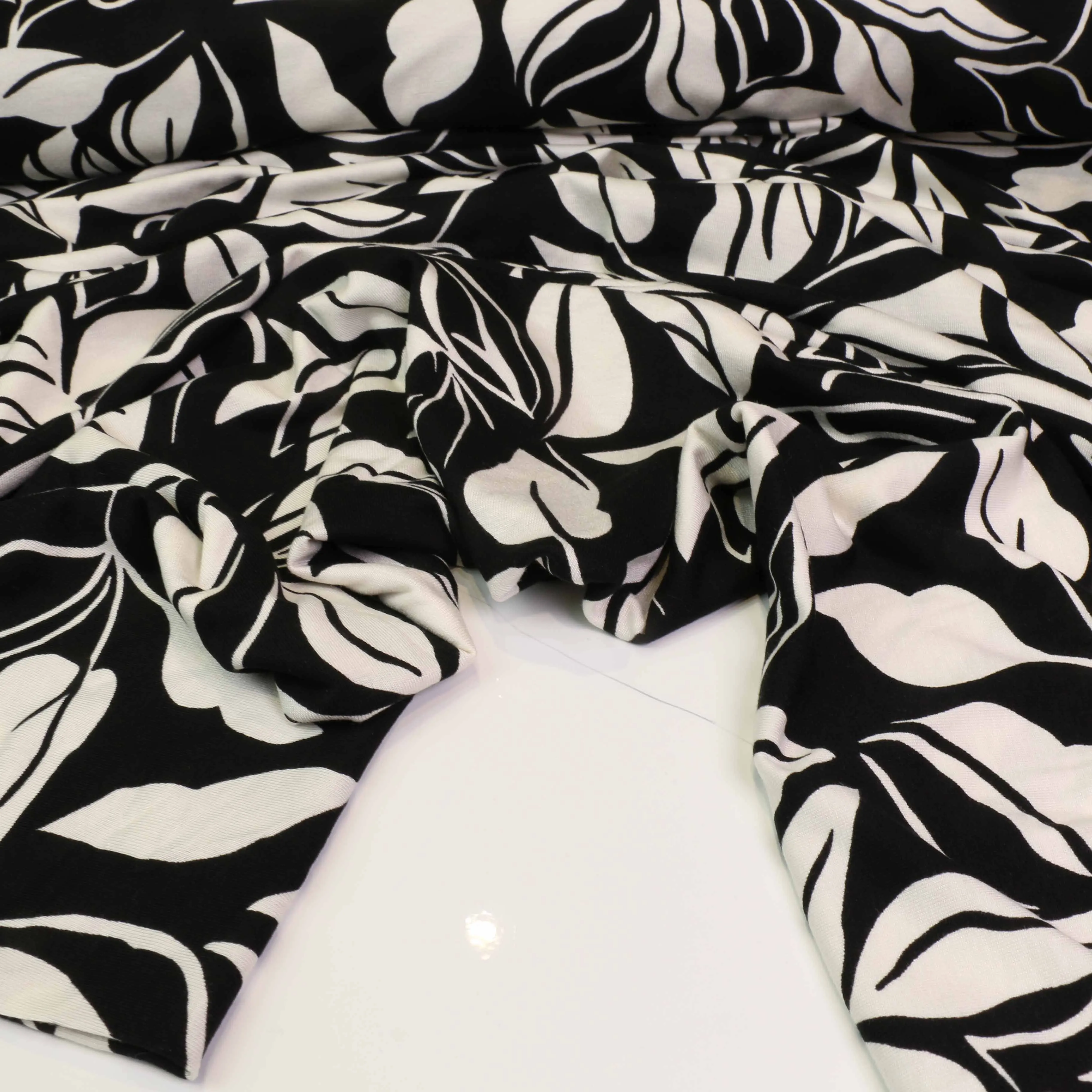 Viscose Jersey Fabric - Black, white