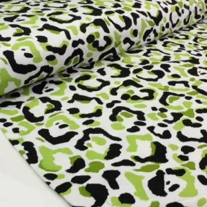 Viscose Jersey Fabric - Green, white, black