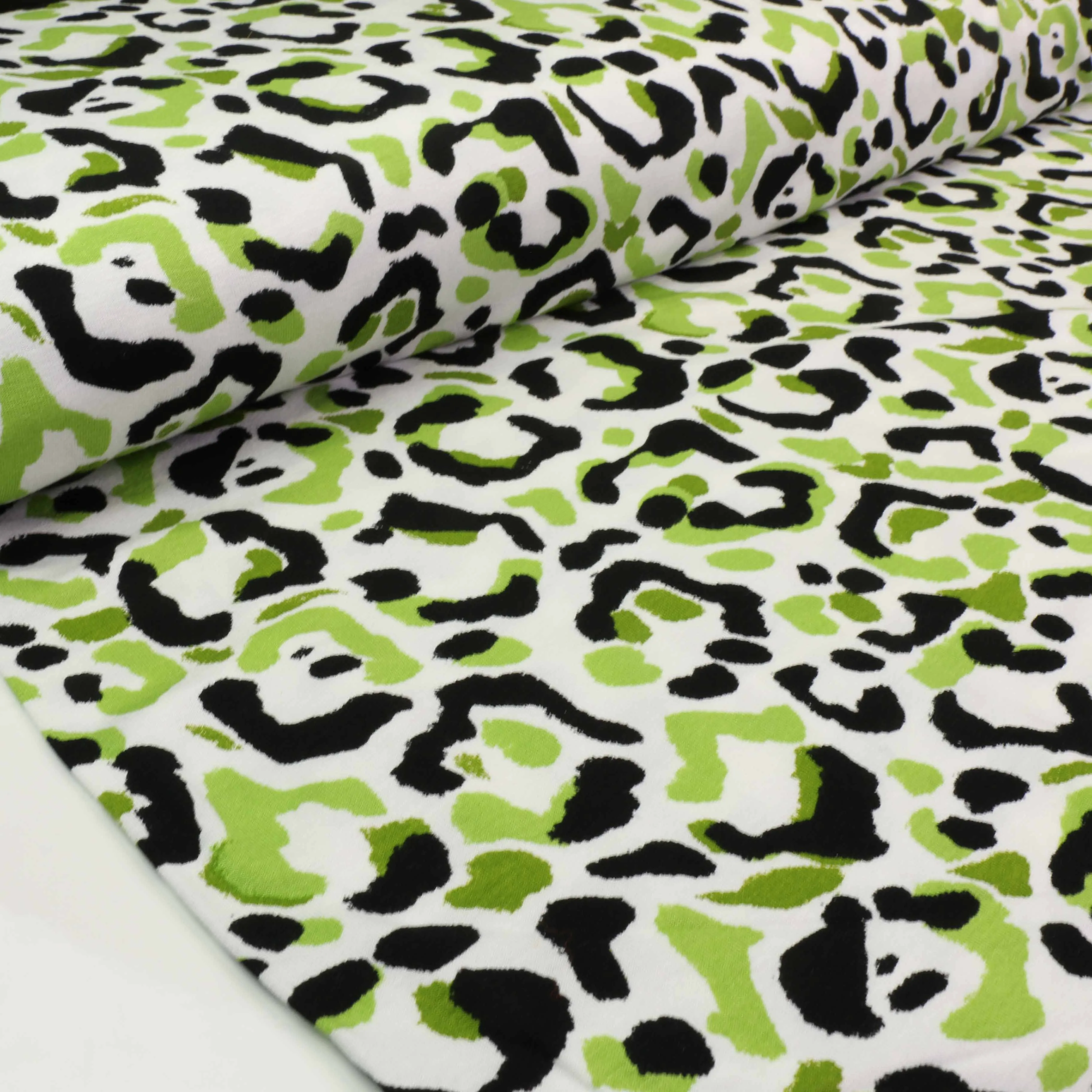 Viscose Jersey Fabric - Green, white, black