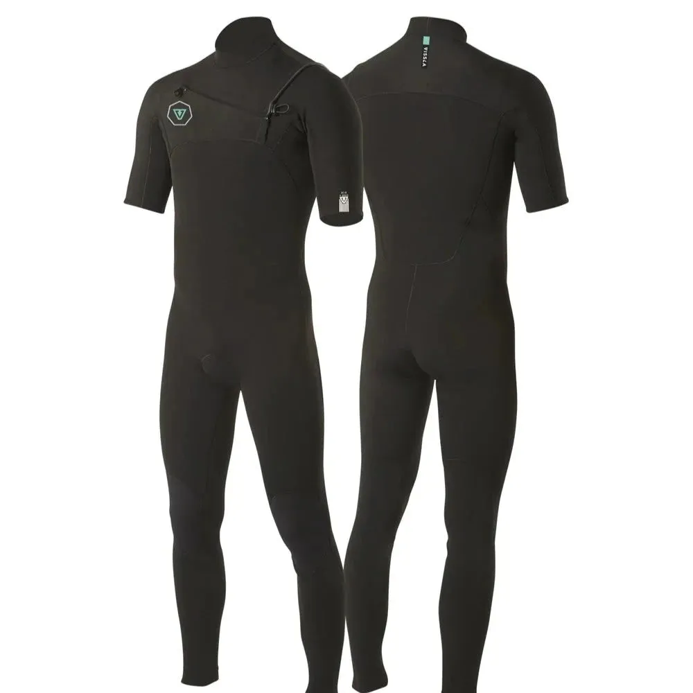 VISSLA 7 SEAS 2/2MM SHORT SLEEVE CHEST ZIP STEAMER BLACK JADE