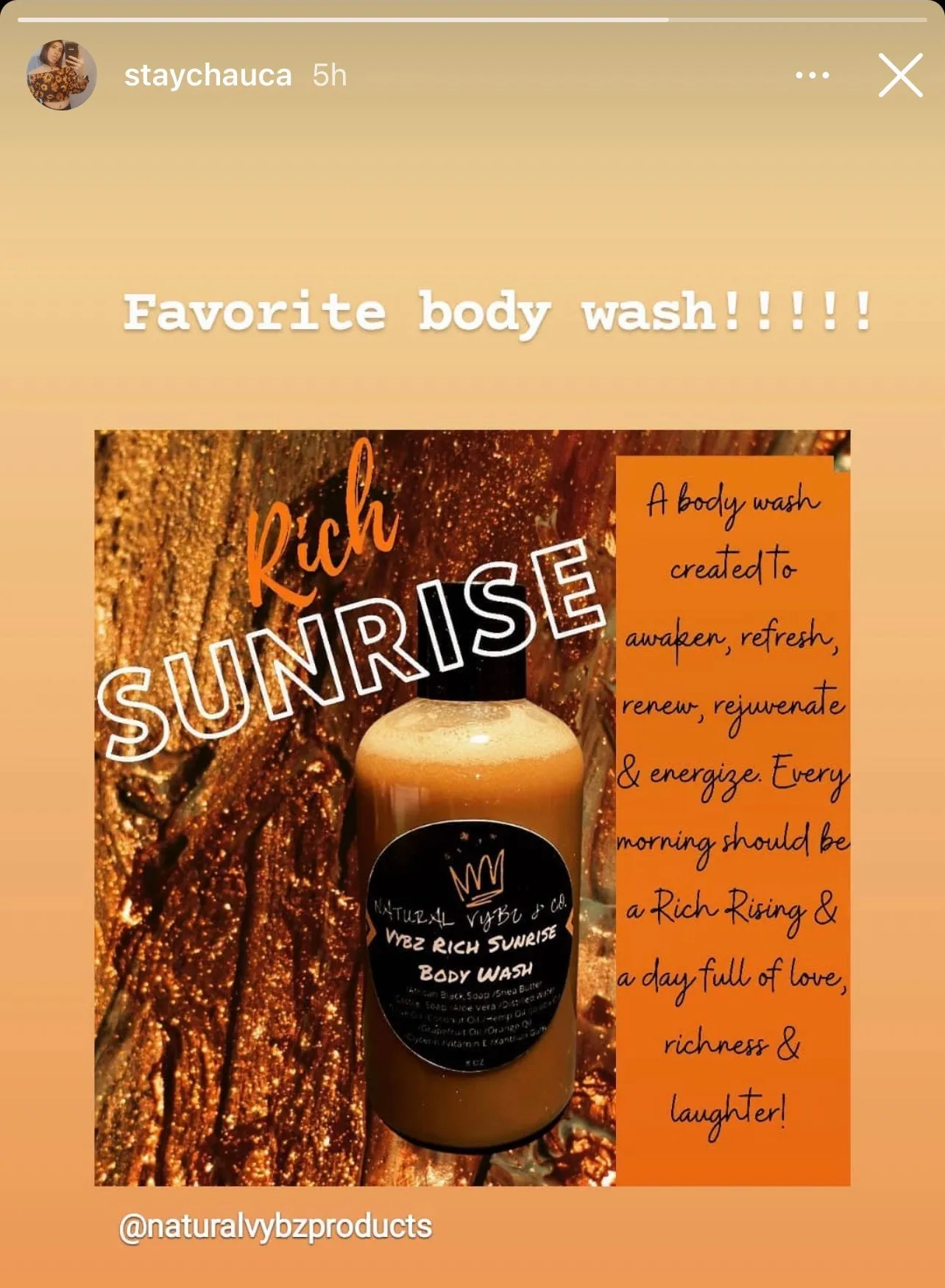 Vybz Rich Sunrise Body Wash | Luxurious & Rejuvenating Skin Care