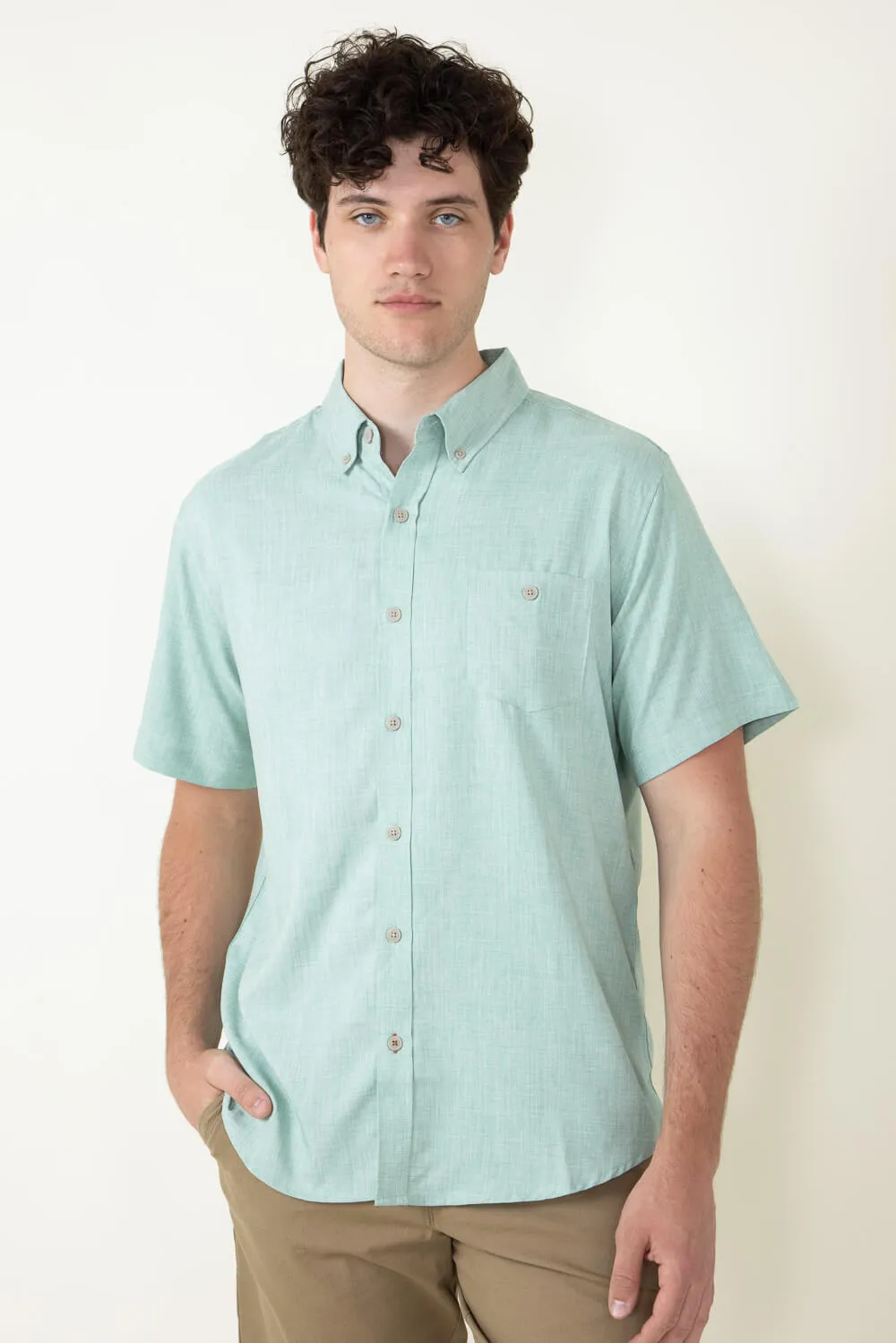 Weatherproof Vintage Performance Woven Button Up for Men in Green | S24844482GK-FELDSPAR