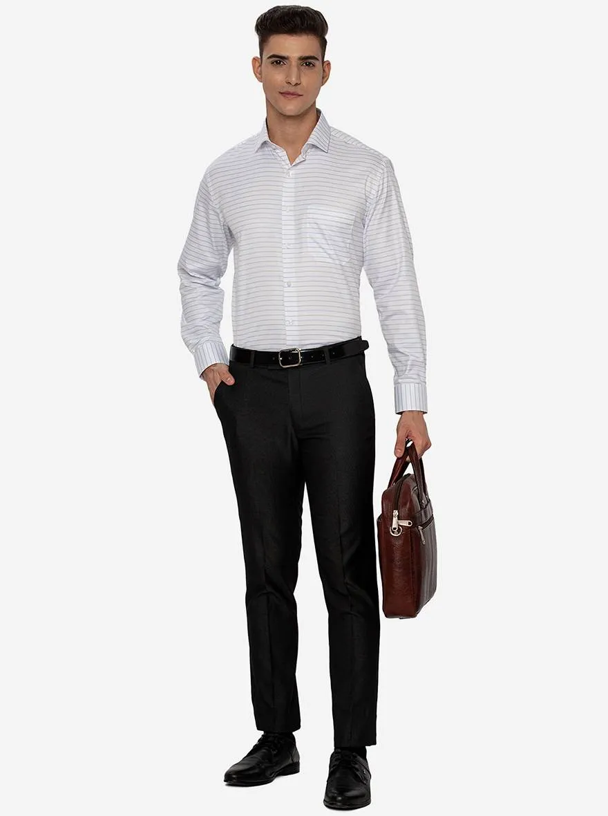 White & Blue Striped Regular Fit Formal Shirt | Greenfibre