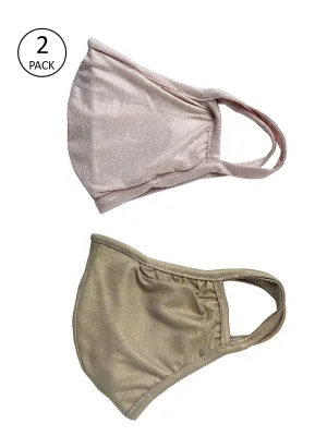 White and Brown Green With Sparkling Glitter Sequin Women Fashion Reusable Face Mask (Pack of 2)