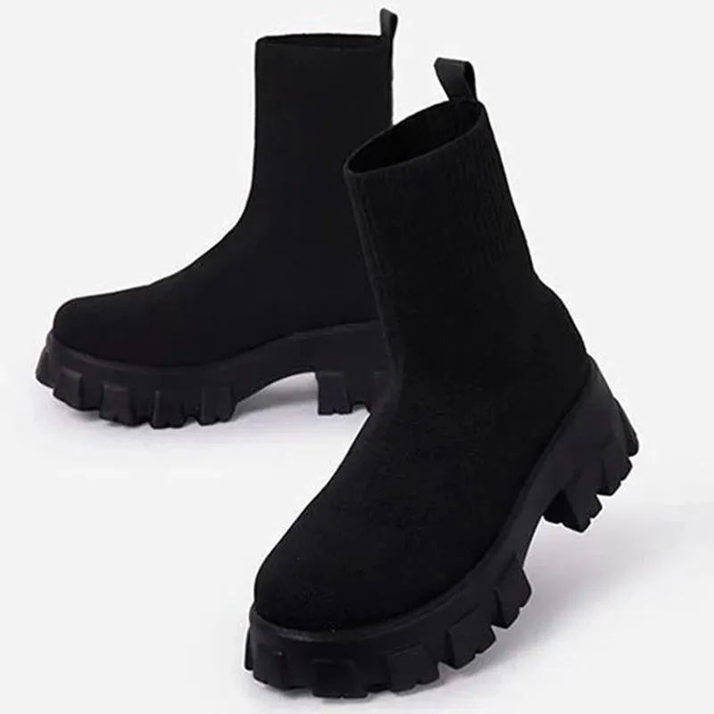 Women Shoes Stylish Women's Sneakers With Platform Vulcanize Shoes For Women Heels Casual Sneakers Stretch Fabric White Shoes