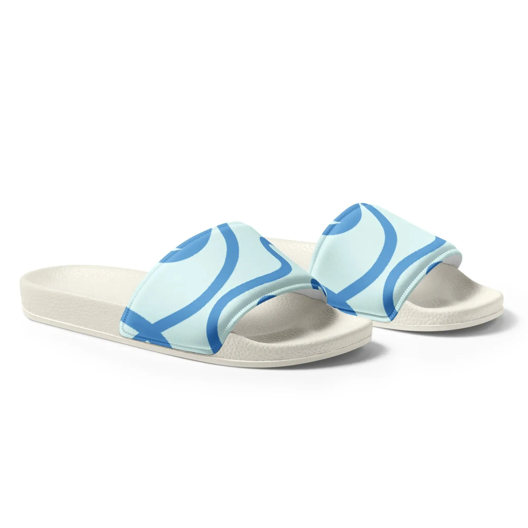Women's Blue Waves Print Slides
