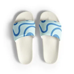 Women's Blue Waves Print Slides